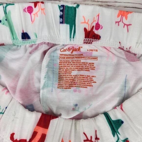 Cat & Jack Girl's Christmas Pajamas NWT 2pc Holiday Let It Snow Size L 10/12 - Picture 5 of 6